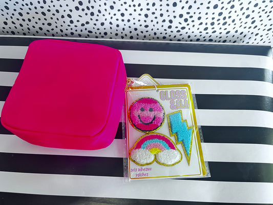 HOT PINK POUCH (Includes Peel&Stick Adhesive Patches